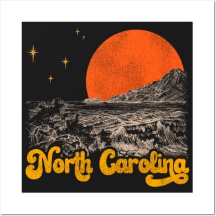 Vintage State of North Carolina Mid Century Distressed Aesthetic Posters and Art